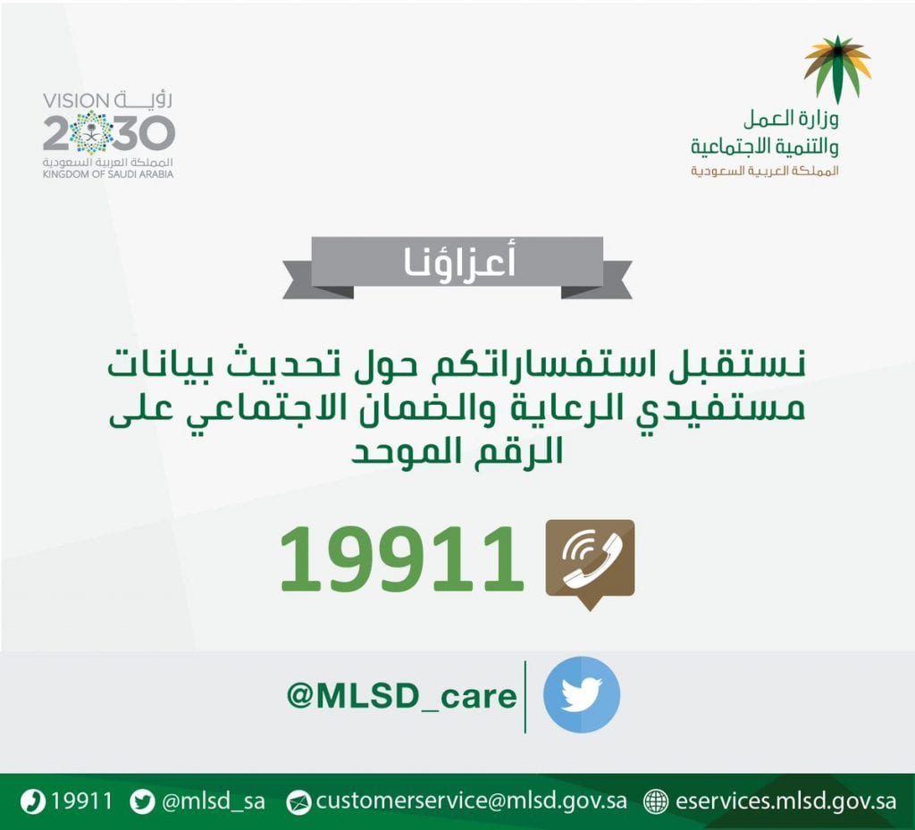 وزارة الموارد البشرية تعلن عن رقم الضمان الاجتماعي المجاني للاستفسارات 2023
