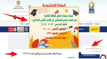 cairo.gov.eg.. استعلم الآن عن نتائج الامتحانات لصفوف النقل الابتدائية والإعدادية عبر بوابة التعليم الأساسي