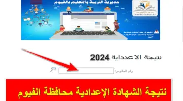 fymedu.online.. نتيجة الشهادة الإعدادية محافظة الفيوم بالاسم ورقم الجلوس الترم الأول 2023-2024