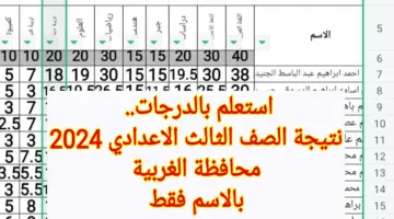 استعلم بالدرجات .. نتيجة الصف الثالث الاعدادي 2024 محافظة الغربية بالاسم فقط