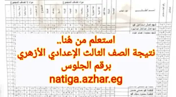 استعلم من هُنا.. رابط نتيجة الصف الثالث الإعدادي الأزهري برقم الجلوس عبر natiga.azhar.eg