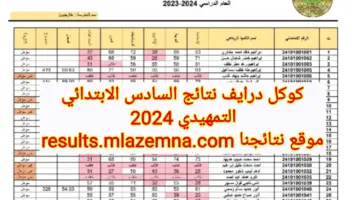 كوكل درايف نتائج السادس الابتدائي التمهيدي 2024 في عموم العراق عبر موقع نتائجنا results.mlazemna.com