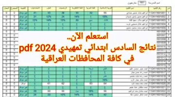 استعلم الآن.. نتائج السادس ابتدائي تمهيدي 2024 pdf في كافة المحافظات العراقية بالاسم فقط
