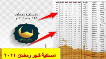 امساكية شهر رمضان المبارك 1445 في مصر والمملكة العربية السعودية