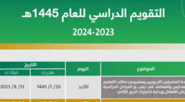 وزارة التعليم توضح جدول الدراسة 1445 بعد التعديل